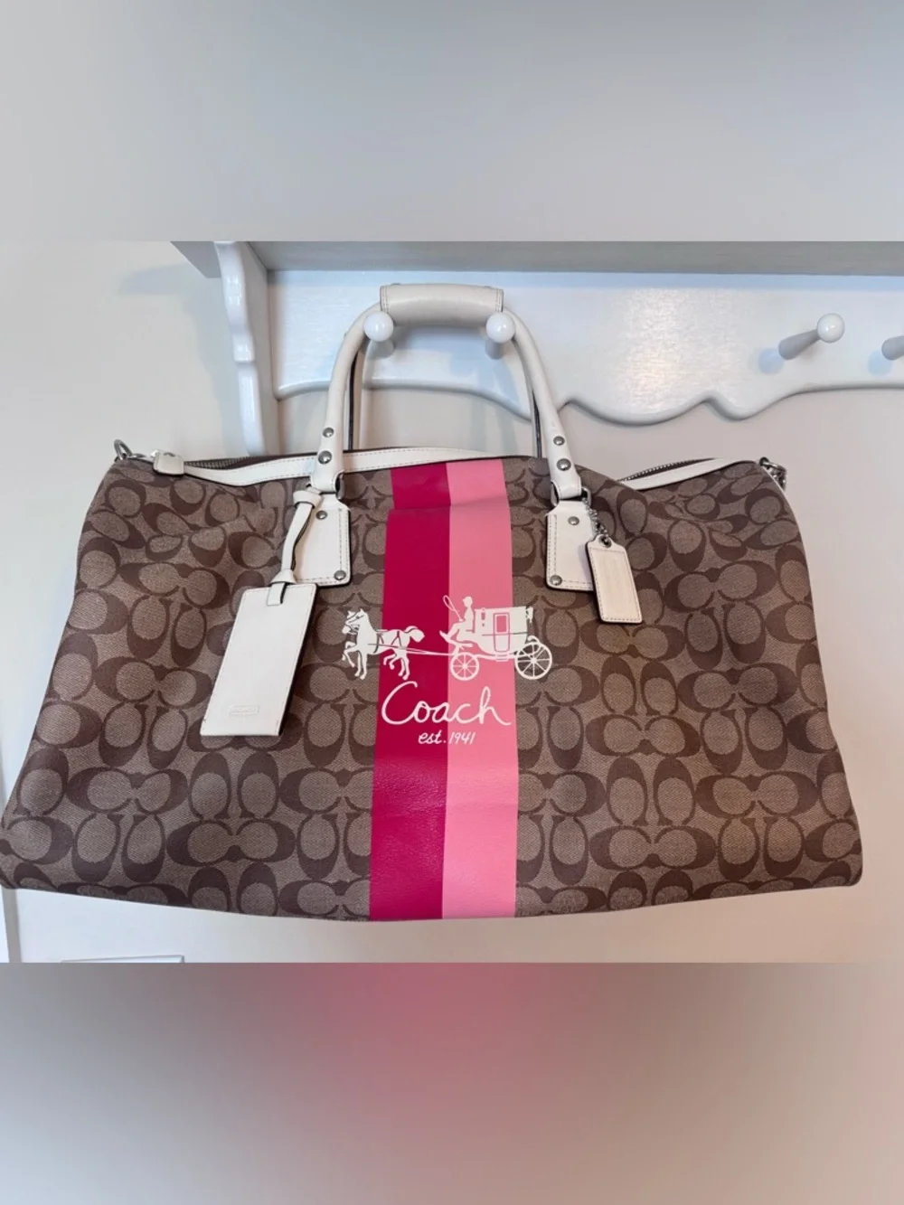 COACH *Rare* Sig C Stripe Coated Canvas Small Duffel Bag - Picture 2 of 10